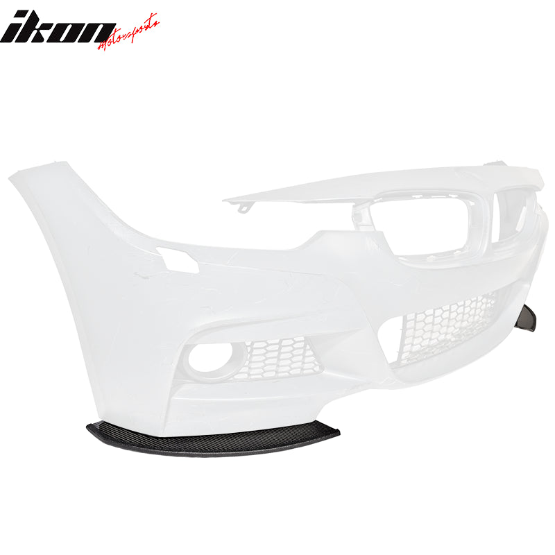 Front Splitters Compatible With 2011-2016 BMW F10, 5 Series V1 Front Real Carbon Fiber Lip Splitter For M Sport Models by IKON MOTORSPORTS, 2012 2013 2014 2015