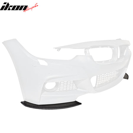 Front Splitters Compatible With 2011-2016 BMW F10, 5 Series V1 Front Real Carbon Fiber Lip Splitter For M Sport Models by IKON MOTORSPORTS, 2012 2013 2014 2015
