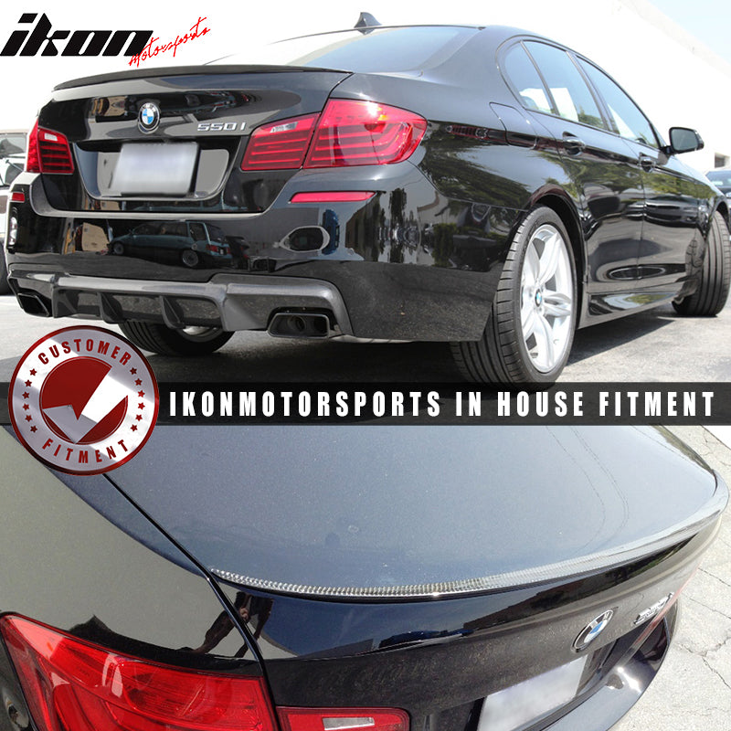 Trunk Spoiler Compatible With 2011-2016 BMW 5-Series F10, M5 Style Sedan Rear Trunk Spoiler Wing Real Carbon Fiber CF by IKON MOTORSPORTS, 2012 2013 2014 2015