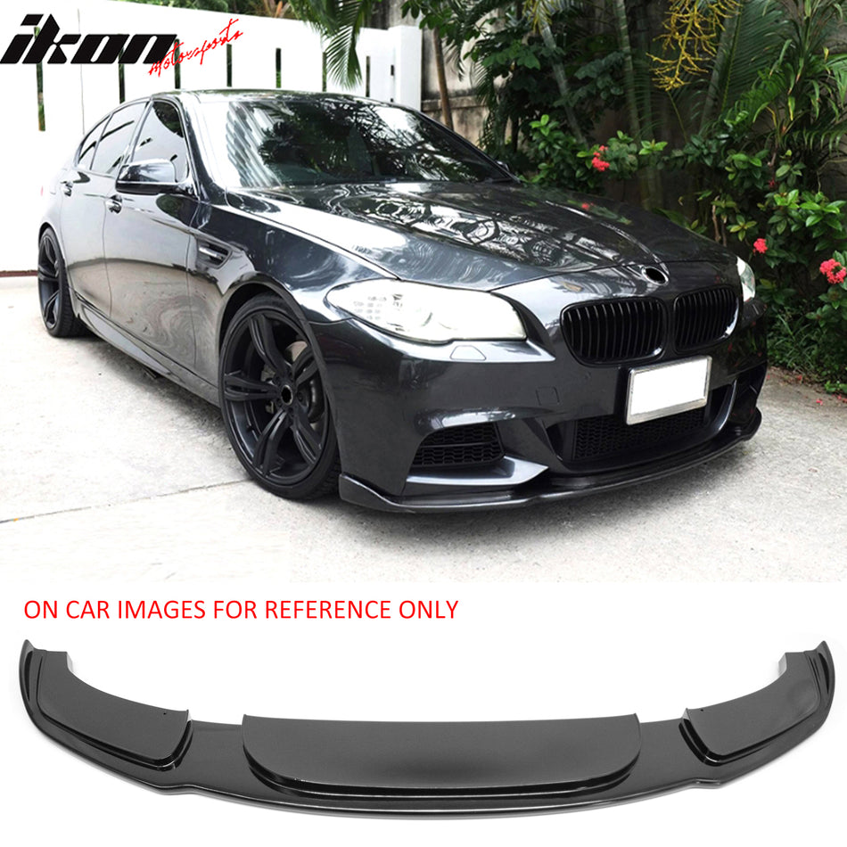 2011-2016 BMW F10 5-Series Sedan with M Sport or M-Tech Bumpers HM Style Gloss Black Front Bumper Lip ABS Plastic Air Dam Chin Lower Spoiler Splitter