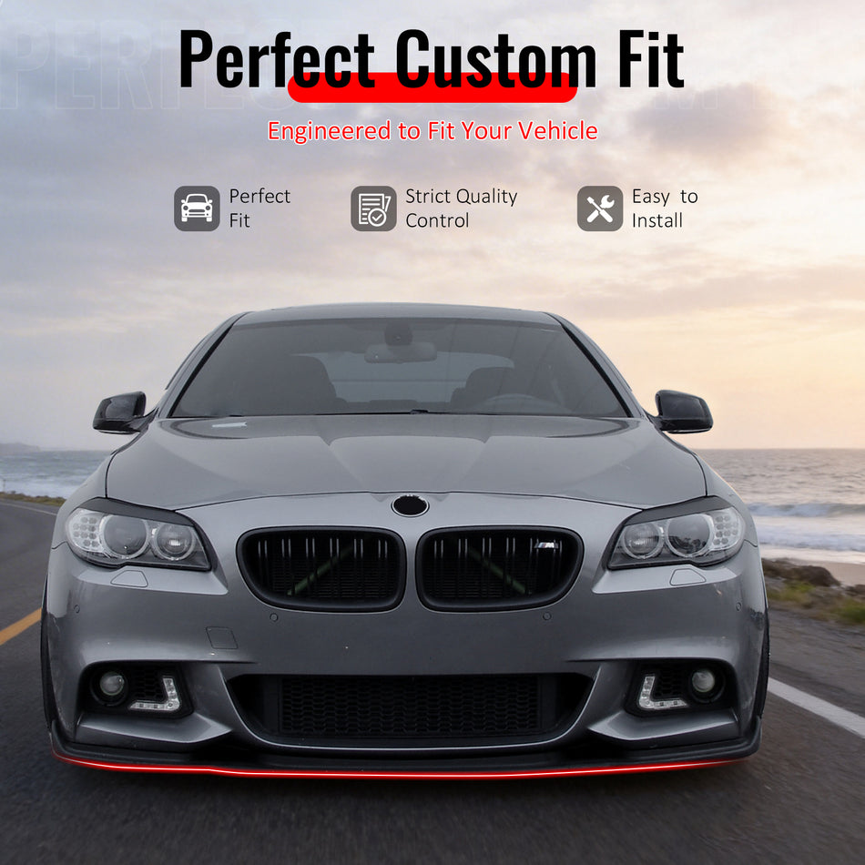 Fits 11-16 BMW F10 5-Series Sedan M Sport HM Style Front Bumper Lip Gloss Black
