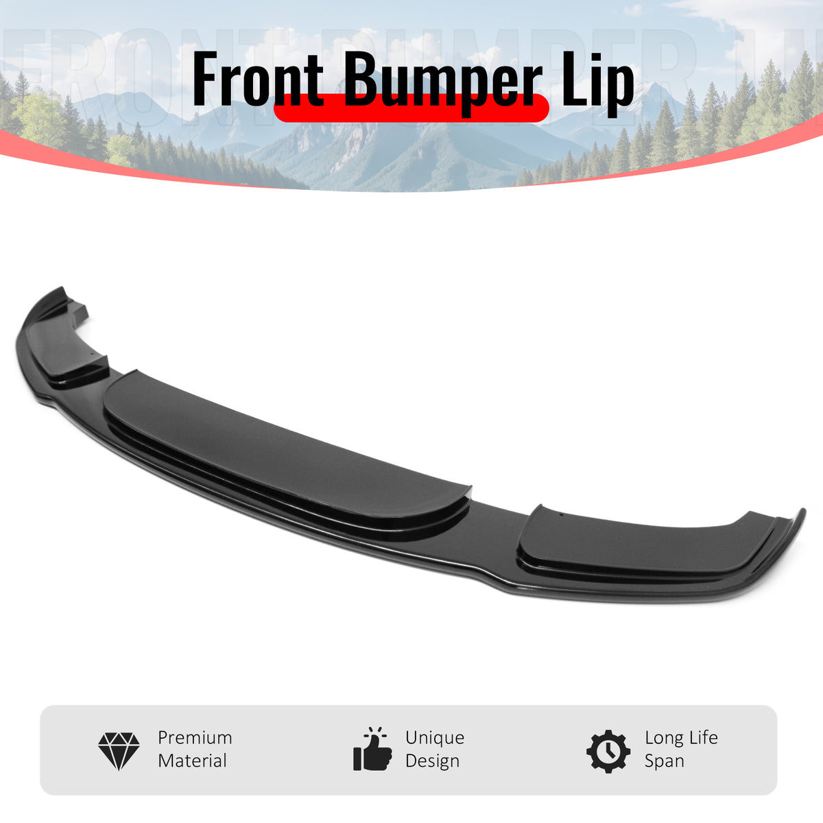 Fits 11-16 BMW F10 5-Series Sedan M Sport HM Style Front Bumper Lip Gloss Black
