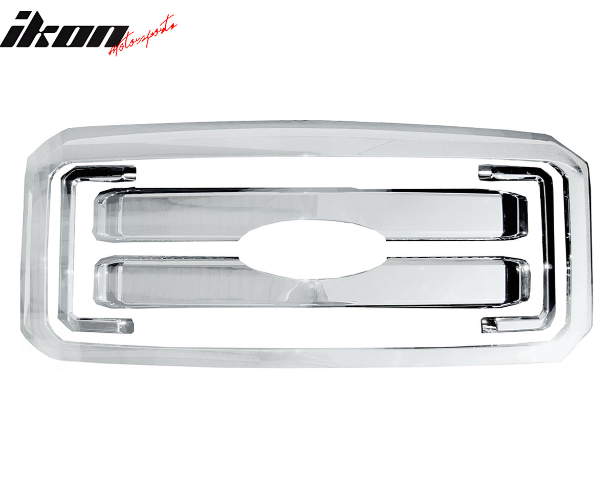 Fits 11-16 F-250 Chrome ABS OE Style Front Bumper Hood Upper Insert Grille 5PCS