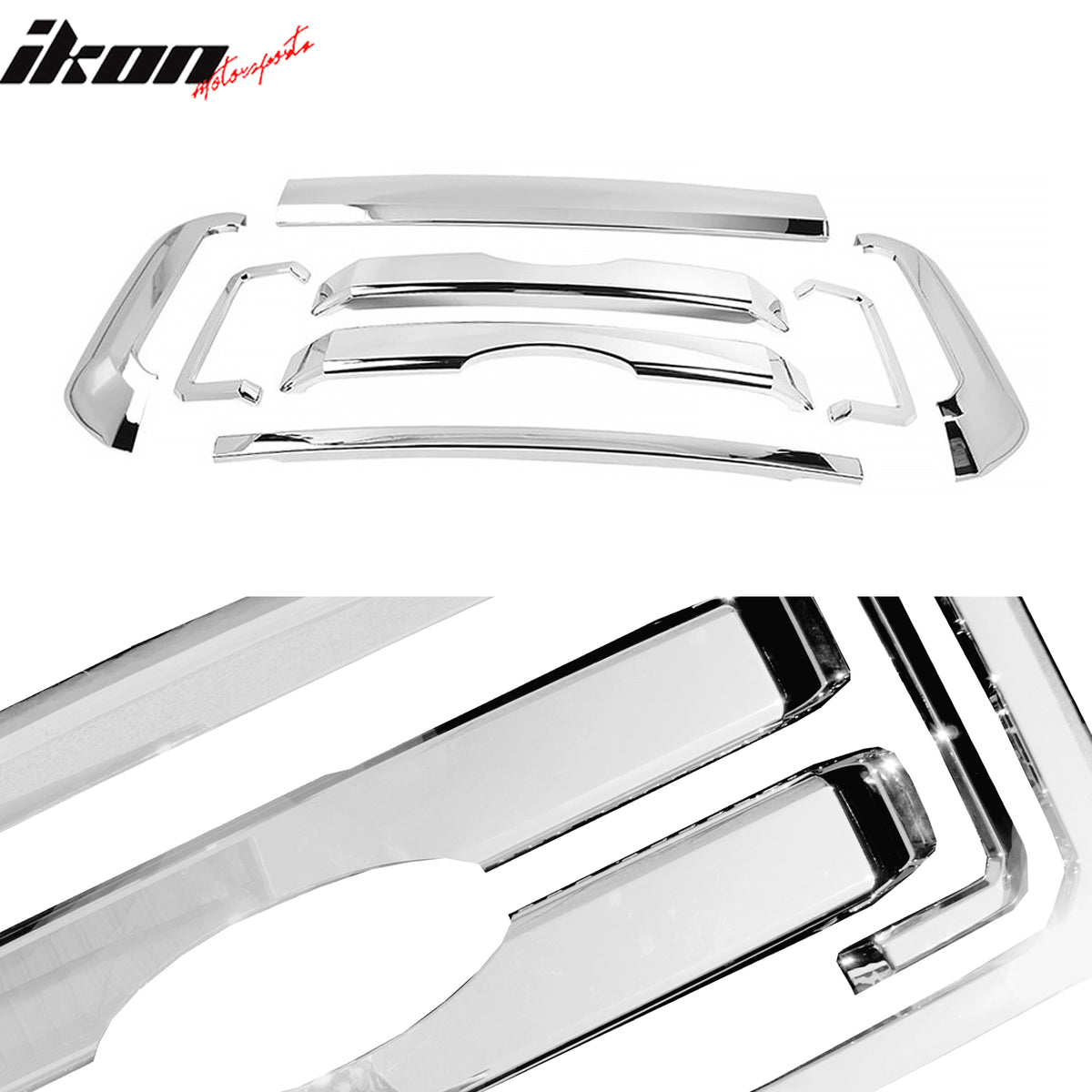 Fits 11-16 F-250 Chrome ABS OE Style Front Bumper Hood Upper Insert Grille 5PCS