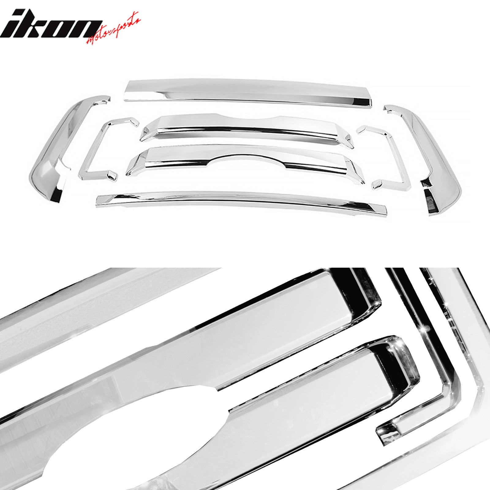 Fits 11-16 F-250 Chrome ABS OE Style Front Bumper Hood Upper Insert Grille 5PCS