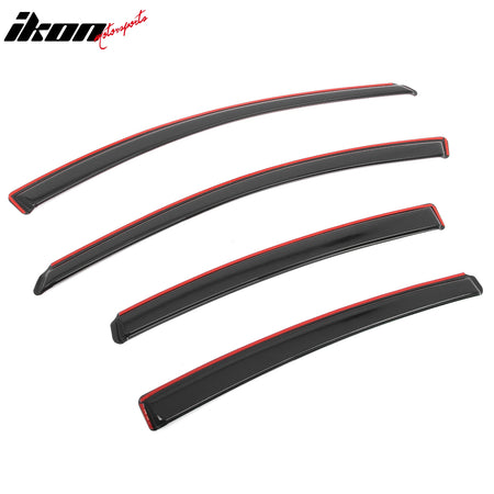 IKON MOTORSPORTS In Channel Window Visors Compatible with 2011-2016 Hyundai Elantra Sedan, Slim Style Acrylic Smoke Rain Guards, Side Window Wind Deflectors 4PCS