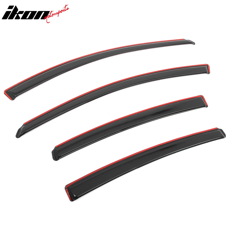 IKON MOTORSPORTS In Channel Window Visors Compatible with 2011-2016 Hyundai Elantra Sedan, Slim Style Acrylic Smoke Rain Guards, Side Window Wind Deflectors 4PCS
