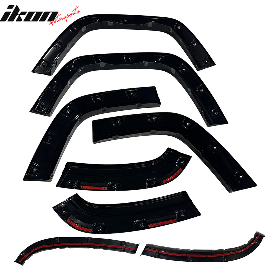IKON MOTORSPORTS Fender Flares Compatible with 2011-2016 Jeep Grand Cherokee, Rivet Bolt Style ABS Smooth Wheel Flare Cover Protector Set, 8 Pcs, Front & Rear