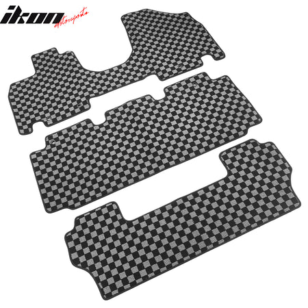 Fits 11-17 Honda Odyssey Floor Mats Non-Slip Carpets Checkered Black Gray Plaid
