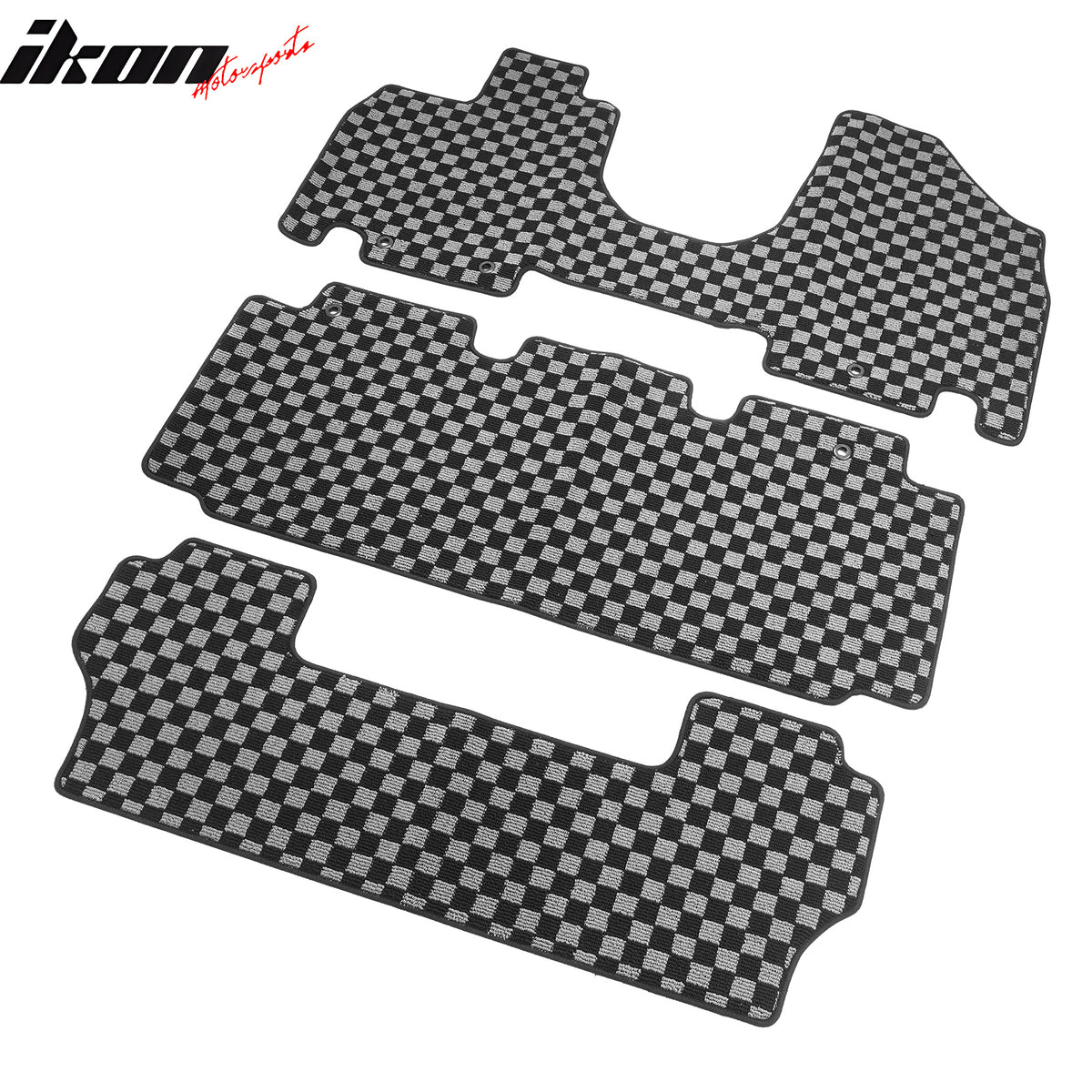 Fits 11-17 Honda Odyssey Floor Mats Non-Slip Carpets Checkered Black Gray Plaid