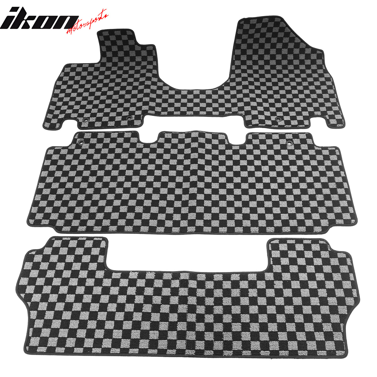 Fits 11-17 Honda Odyssey Floor Mats Non-Slip Carpets Checkered Black Gray Plaid