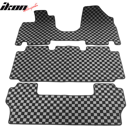 Fits 11-17 Honda Odyssey Floor Mats Non-Slip Carpets Checkered Black Gray Plaid
