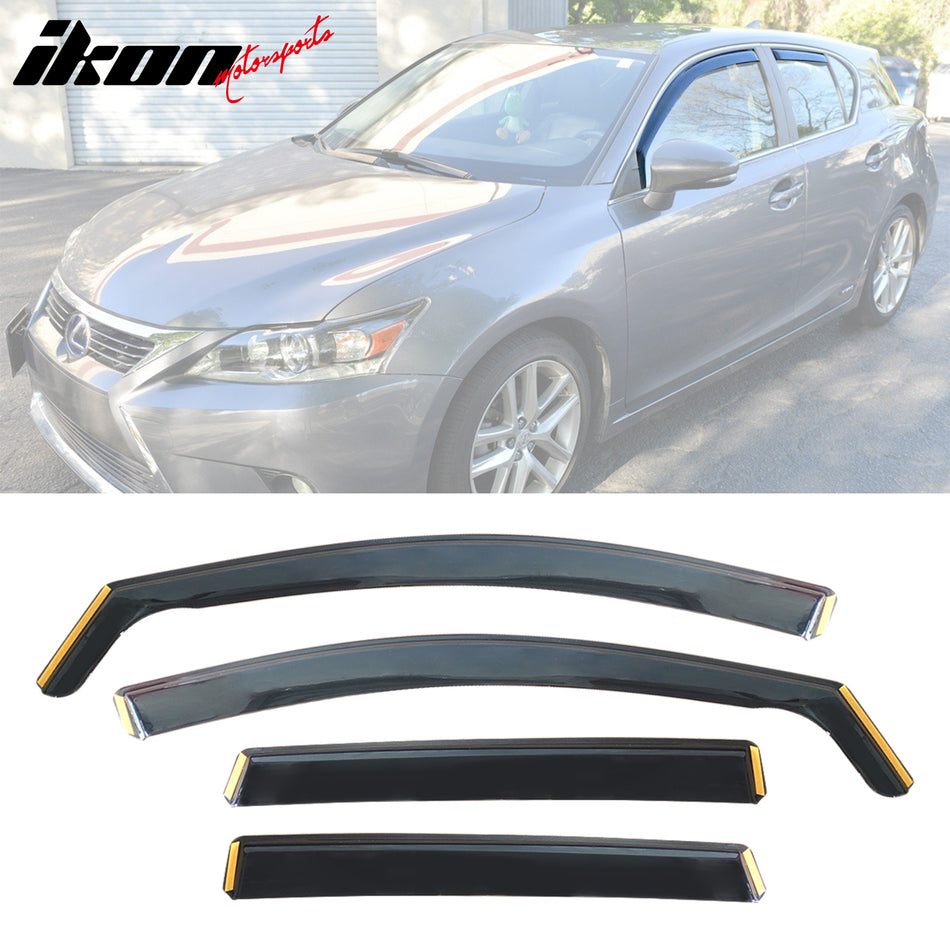 Side Window Visor for Lexus CT200h 2011-2017 Black In-Channel Deflectors