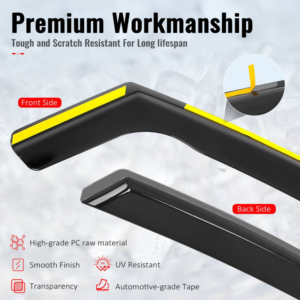 2011 - 2017 Lexus CT200h Side Window Visor Black In - Channel DeflectorsIkon Motorsports