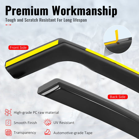 2011 - 2017 Lexus CT200h Side Window Visor Black In - Channel DeflectorsIkon Motorsports