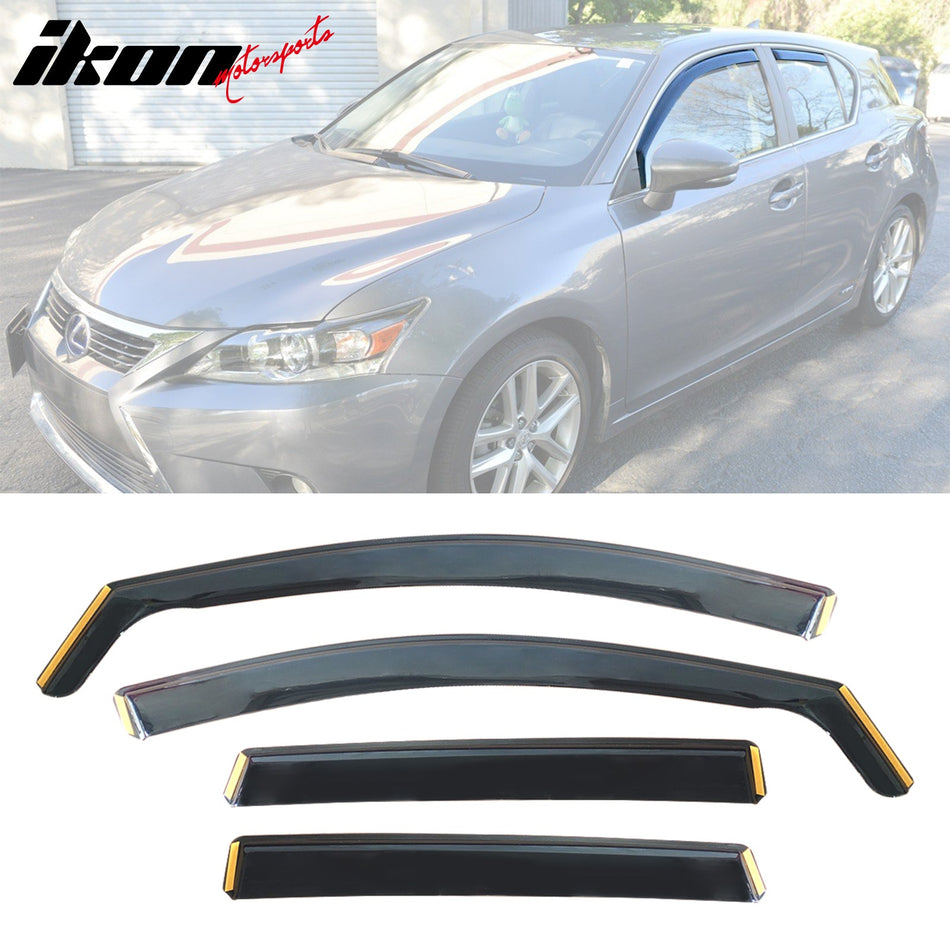 2011 - 2017 Lexus CT200h Side Window Visor Black In - Channel DeflectorsIkon Motorsports