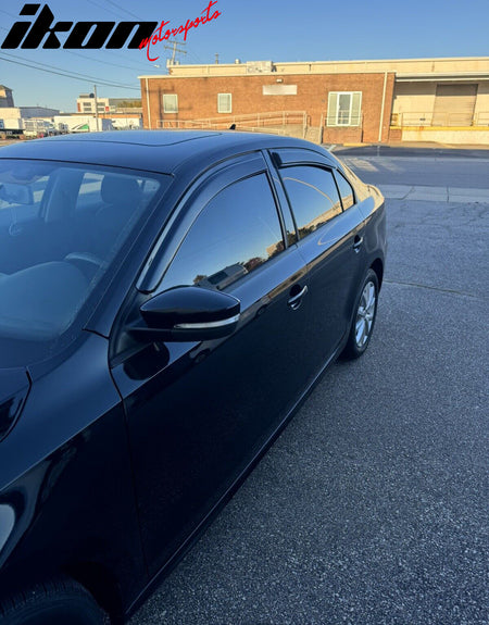 Fits 11-18 Volkswagen Jetta A6 Sedan Tape On 4PCS Window Visors Vent Rain Guard