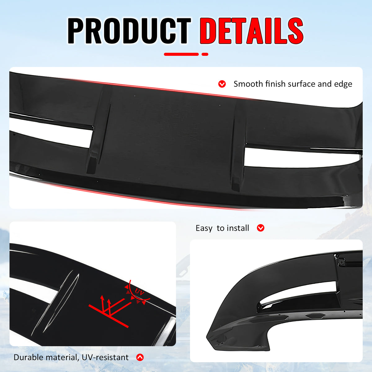 Fits 11-19 Ford Fiesta Hatchback ST Style Rear Roof Spoiler Wing ABS Gloss Black