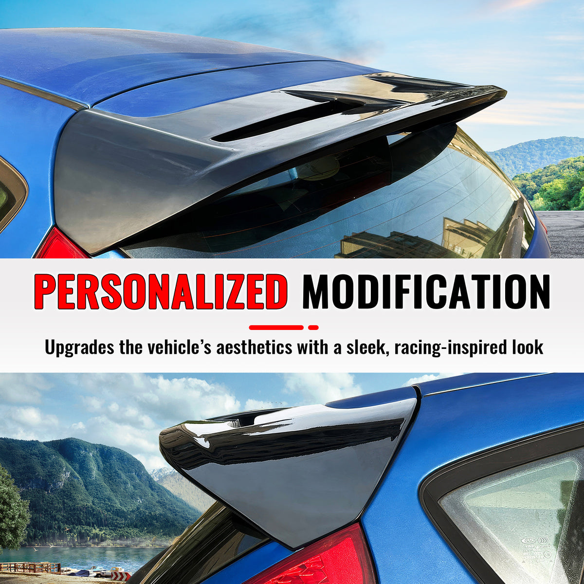 Fits 11-19 Ford Fiesta Hatchback ST Style Rear Roof Spoiler Wing ABS Gloss Black
