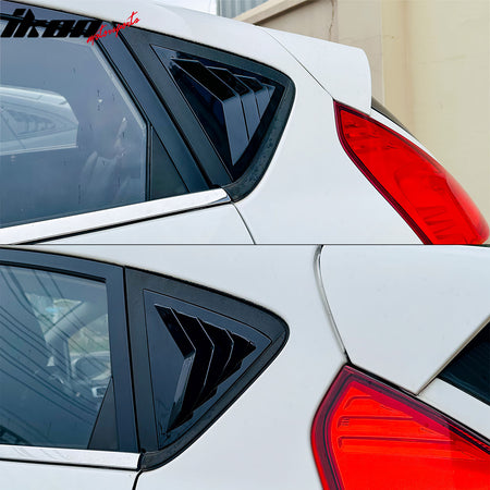 Fits 11-19 Ford Fiesta Hatchback Rear Side Window Louvers Scoop Vent Gloss Black