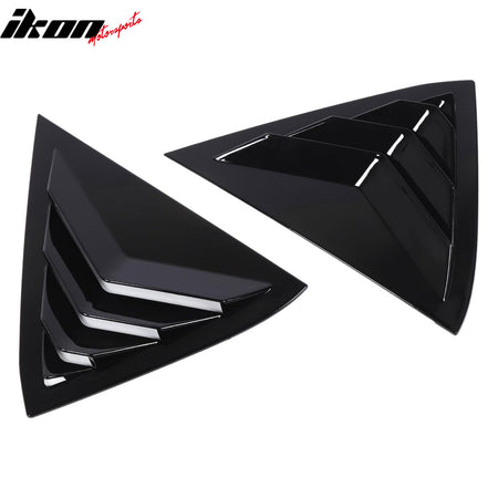 Fits 11-19 Ford Fiesta Hatchback Rear Side Window Louvers Scoop Vent Gloss Black