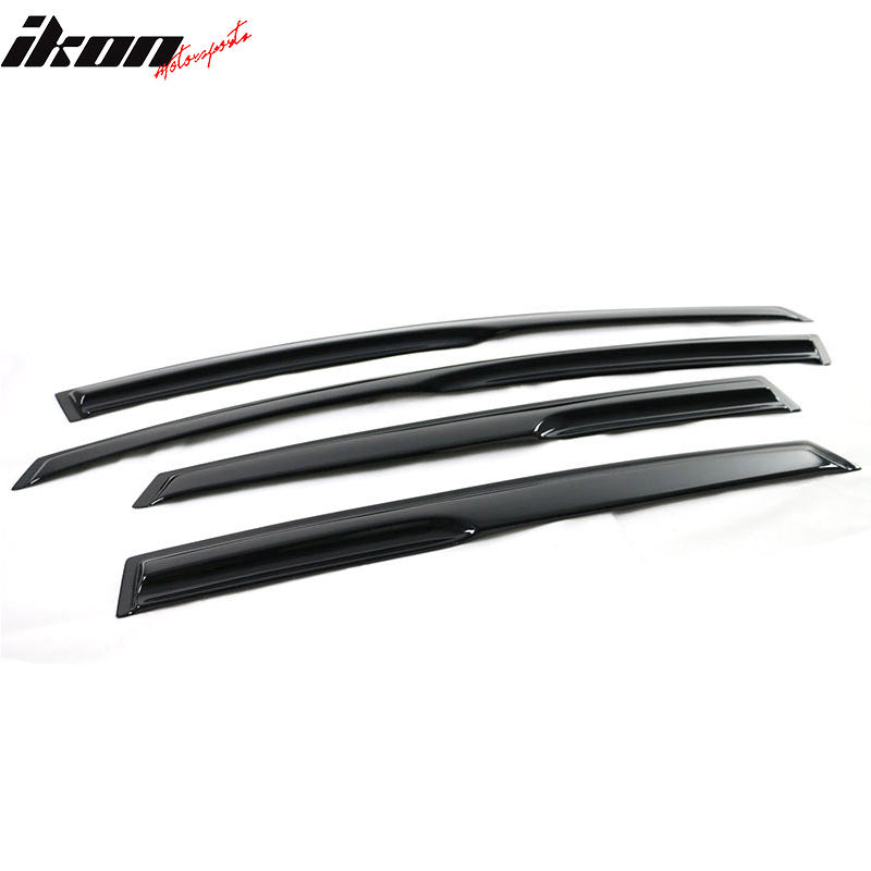 IKON MOTORSPORTS Tape on Window Visors Compatible with 2011-2019 Ford Fiesta Hatchback, Smoked Aero JDM Side Wind Deflector Rain Guards