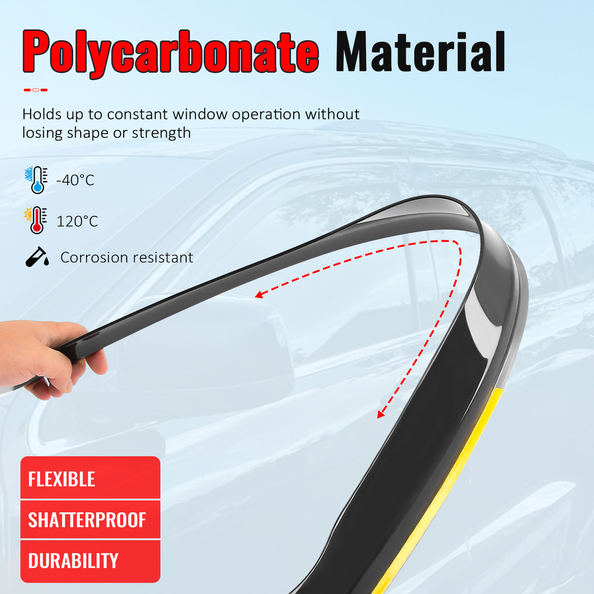 Fits 11-22 Jeep Grand Cherokee WK Side Window Visors PC In-Channel Deflectors