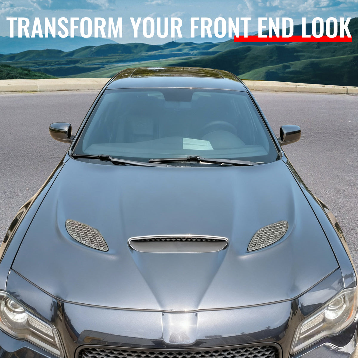 For 11-23 Chrysler 300 SRT Hellcat Style Cowl Vented Extractor Front Bumper Hood