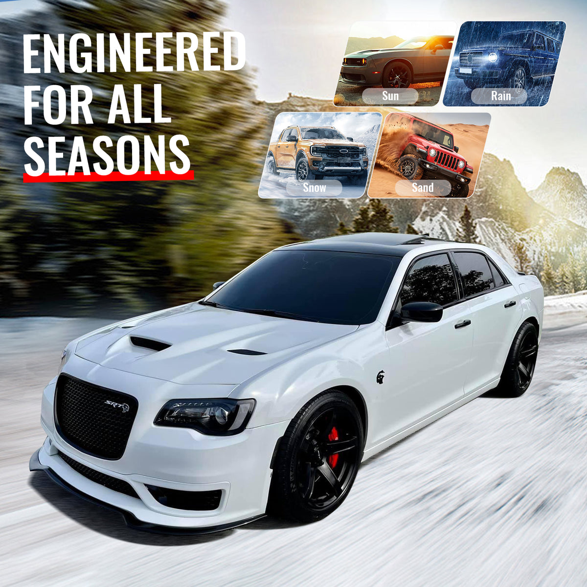 For 11-23 Chrysler 300 SRT Hellcat Style Cowl Vented Extractor Front Bumper Hood