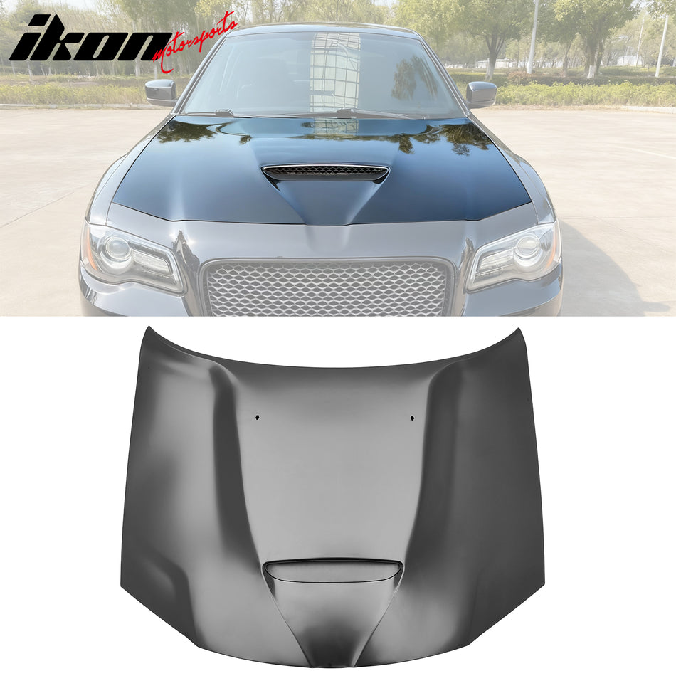 2011-2023 Chrysler 300 SRT Style Front Hood Scoop Vent Black Aluminum