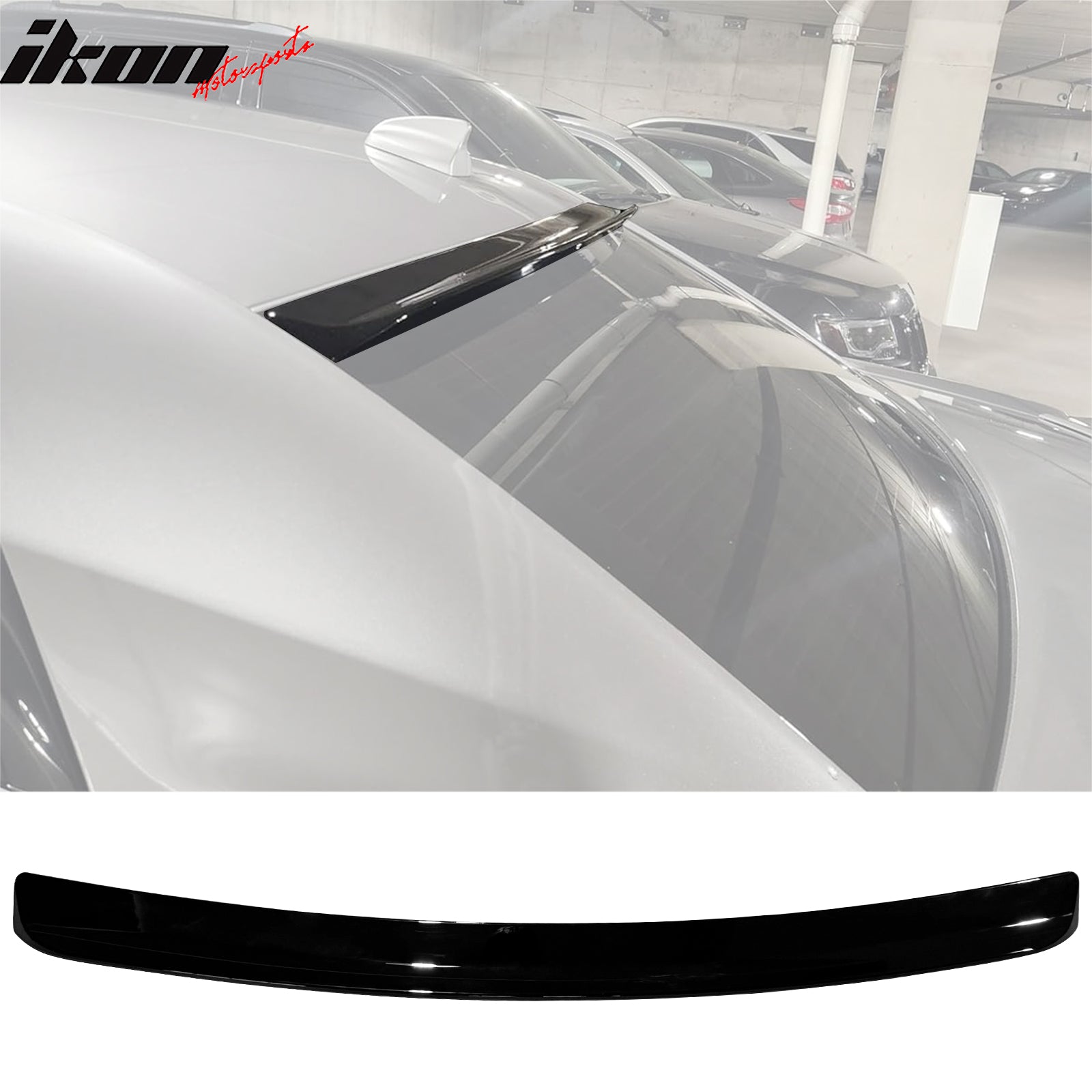IKON MOTORSPORTS, Rear Window Roof Spoiler Compatible with 2011-2023 Chrysler 300, ABS Plastic Top Roofline Windshield Visor Spoiler Wing