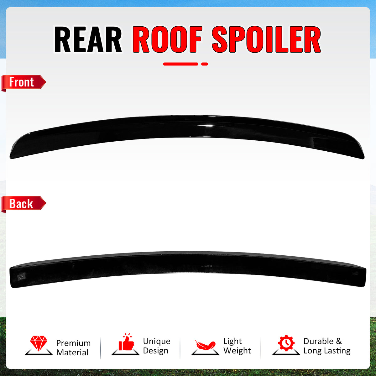 IKON MOTORSPORTS, Rear Window Roof Spoiler Compatible with 2011-2023 Chrysler 300, ABS Plastic Top Roofline Windshield Visor Spoiler Wing