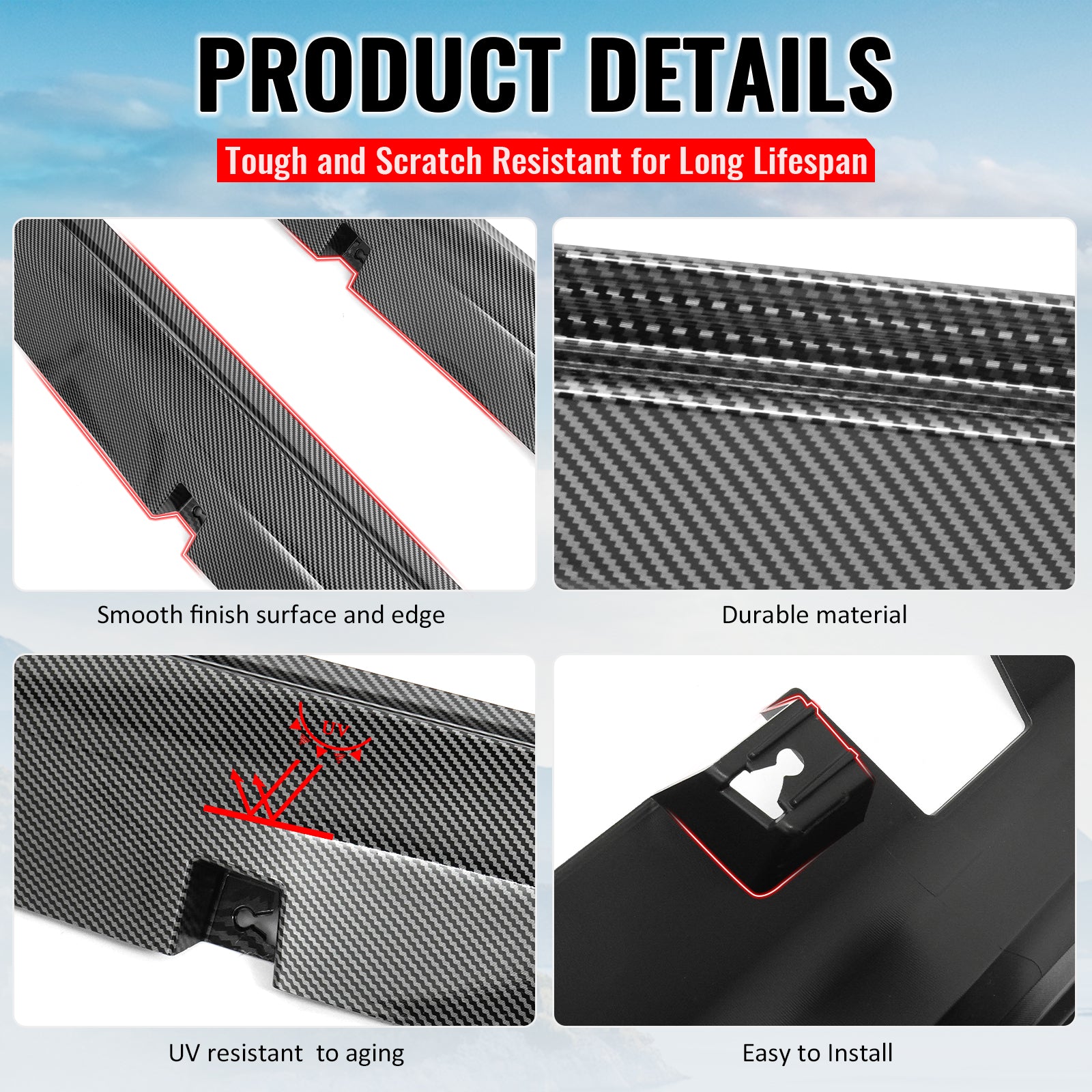 Fits 11-23 Chrysler 300 SRT Side Skirt Extension Molding Lip Carbon Fiber Print