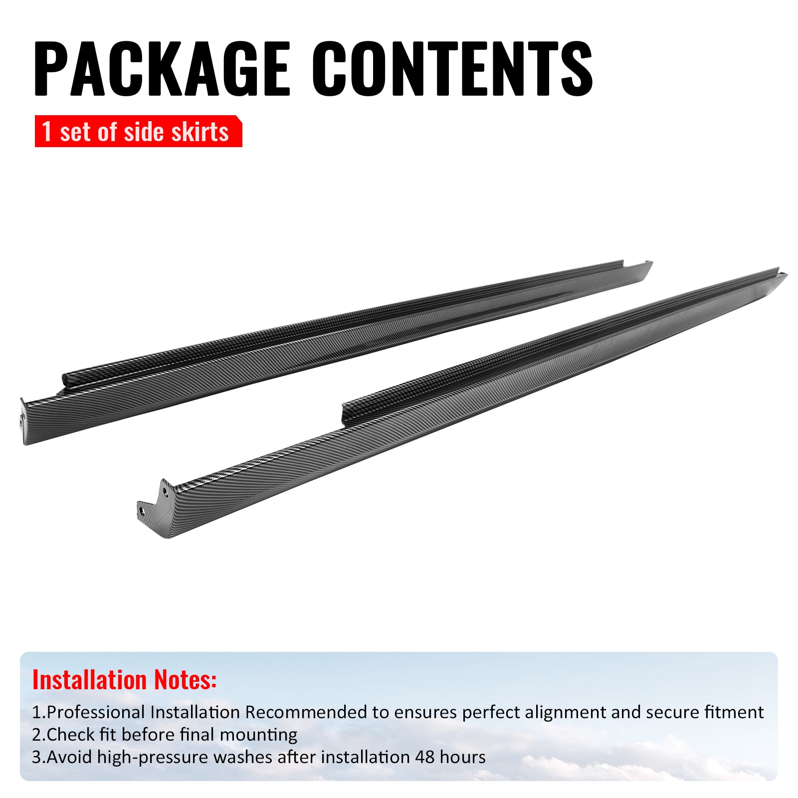 Fits 11-23 Chrysler 300 SRT Side Skirt Extension Molding Lip Carbon Fiber Print