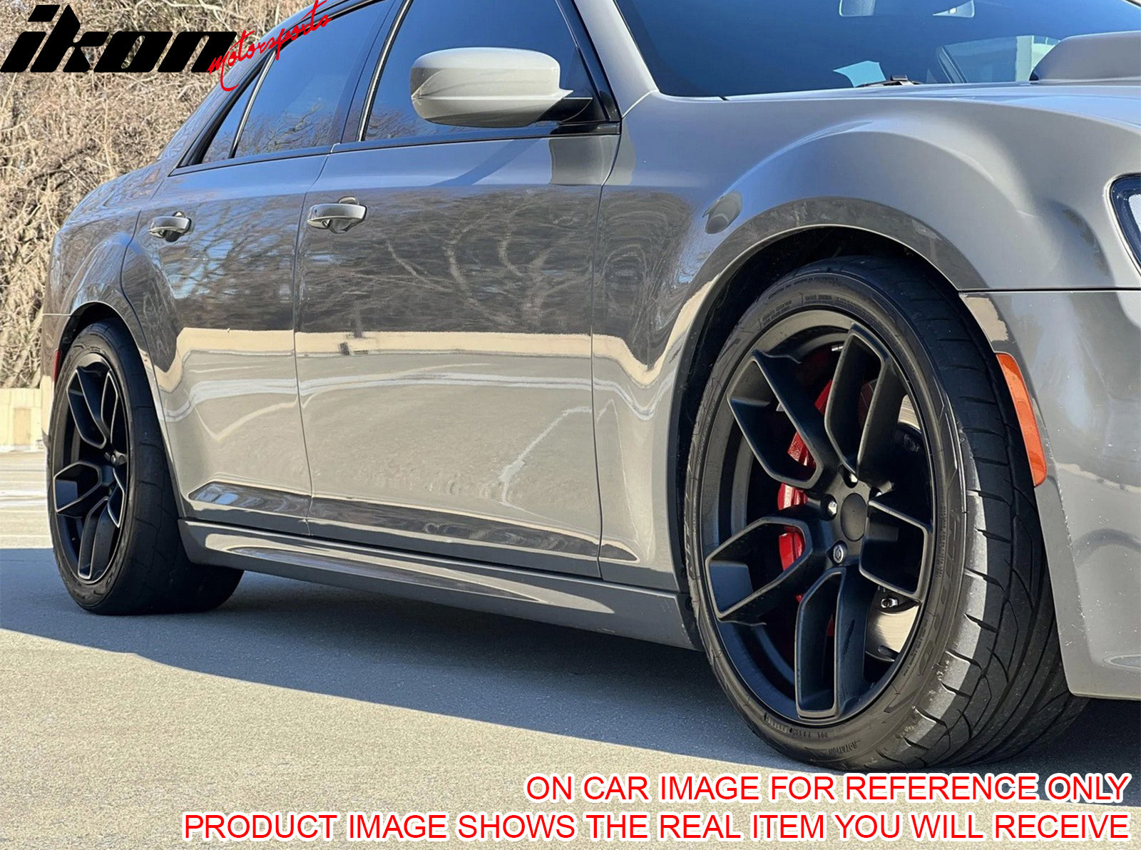 Fits 11-23 Chrysler 300 SRT Side Skirt Extension Molding Lip Carbon Fiber Print