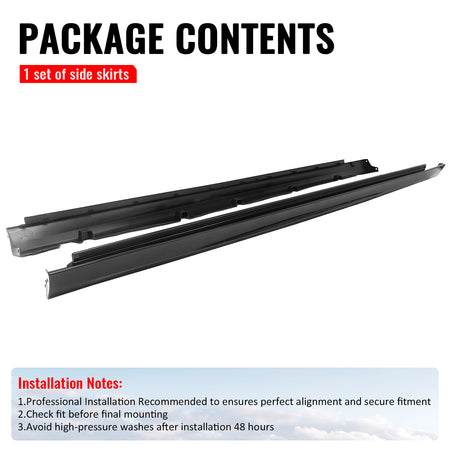 For 11-23 Chrysler 300 SRT Style Side Skirt Extension Molding Lip PP Gloss Black