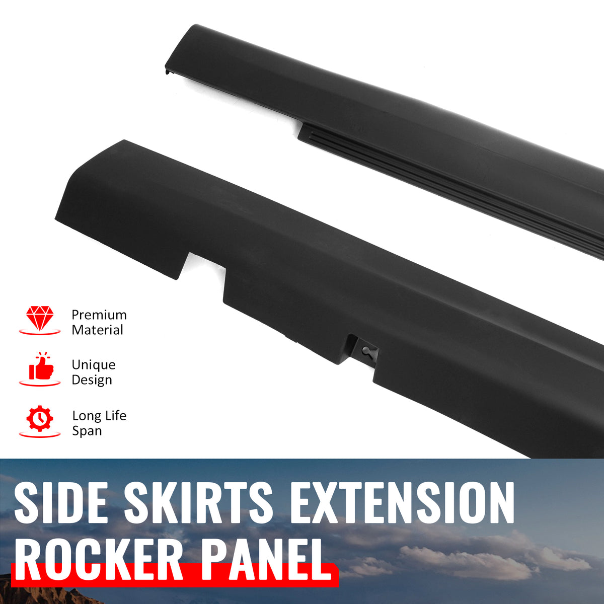 For 11-23 Chrysler 300 SRT Style Side Skirt Extension Molding Lip PP Matte Black