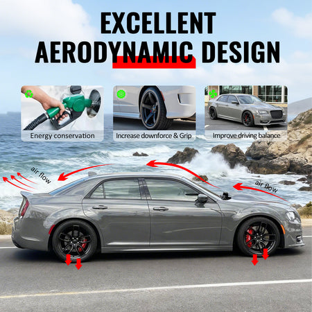 For 11-23 Chrysler 300 SRT Style Side Skirt Extension Molding Lip PP Matte Black