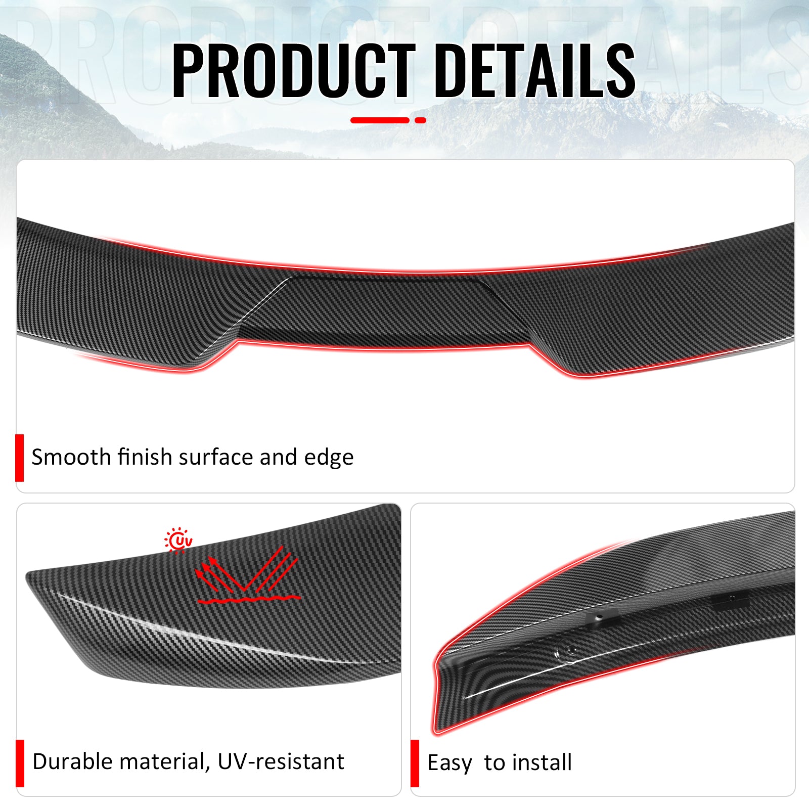 Fits 11-23 Chrysler 300 Trunk Spoiler Carbon Fiber Print M Style Rear Wing ABS