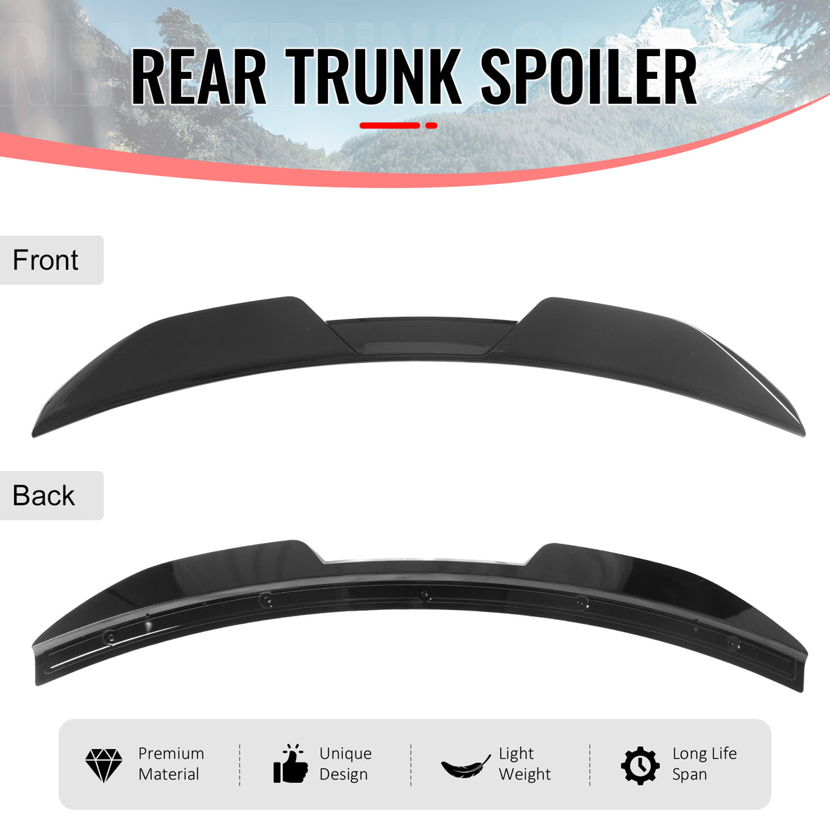 Fits 11-23 Chrysler 300 Sedan Trunk Spoiler Gloss Black M Style Rear Wing ABS