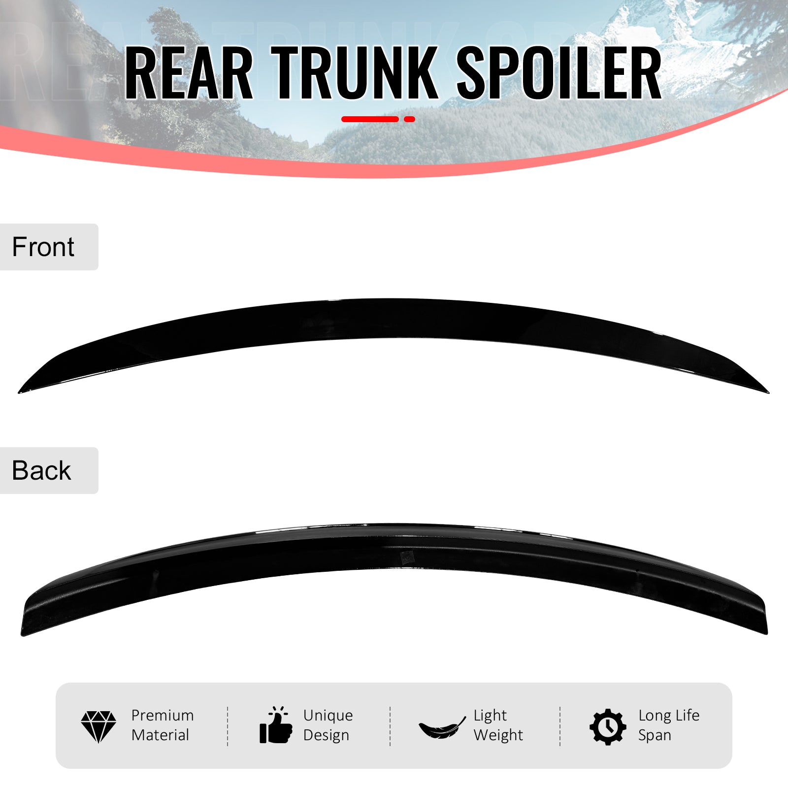 Fits 11-23 Chrysler 300/300C Rear Trunk Boot Spoiler Wing Lip ABS Gloss Black