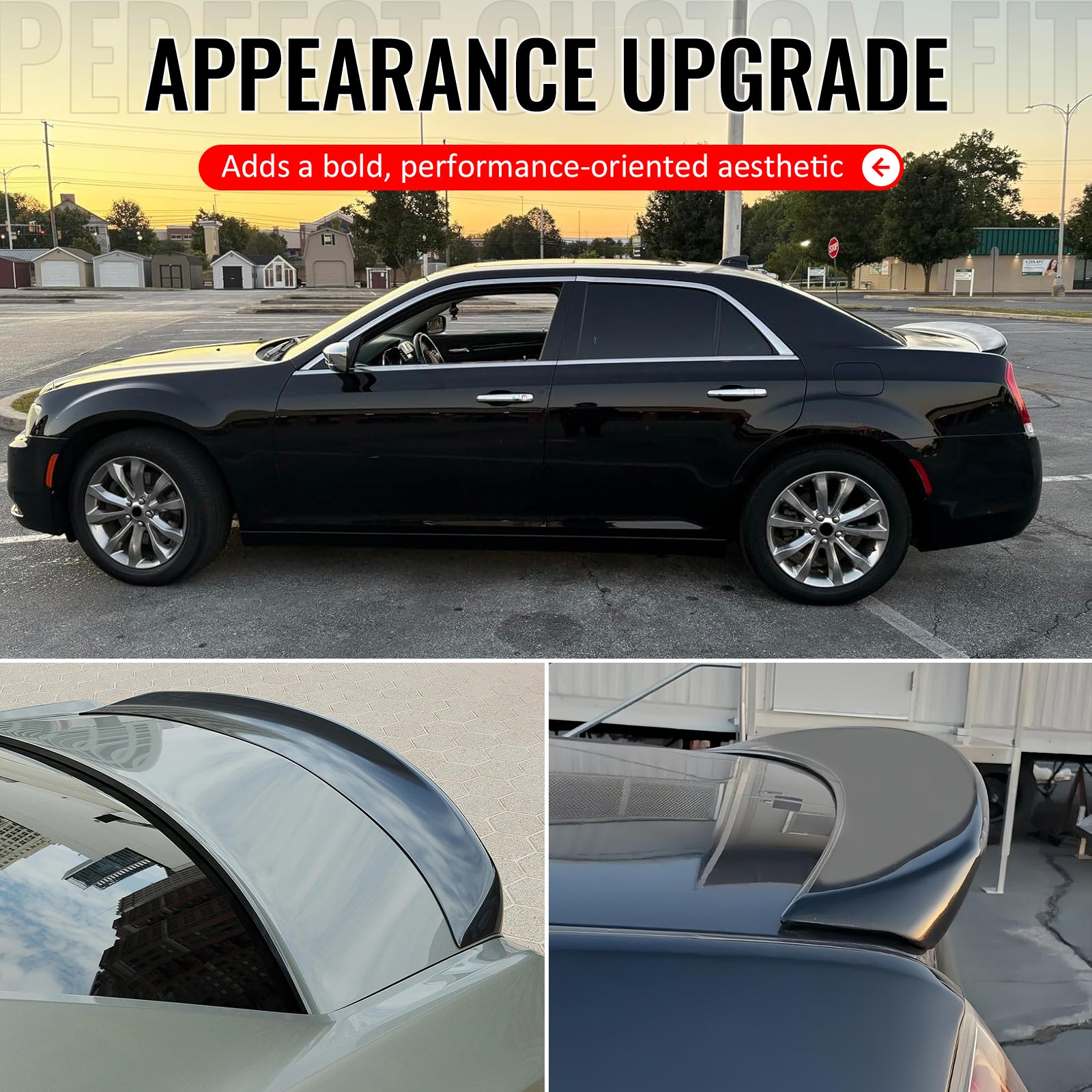 Fits 11-23 Chrysler 300/300C Rear Trunk Boot Spoiler Wing Lip ABS Gloss Black