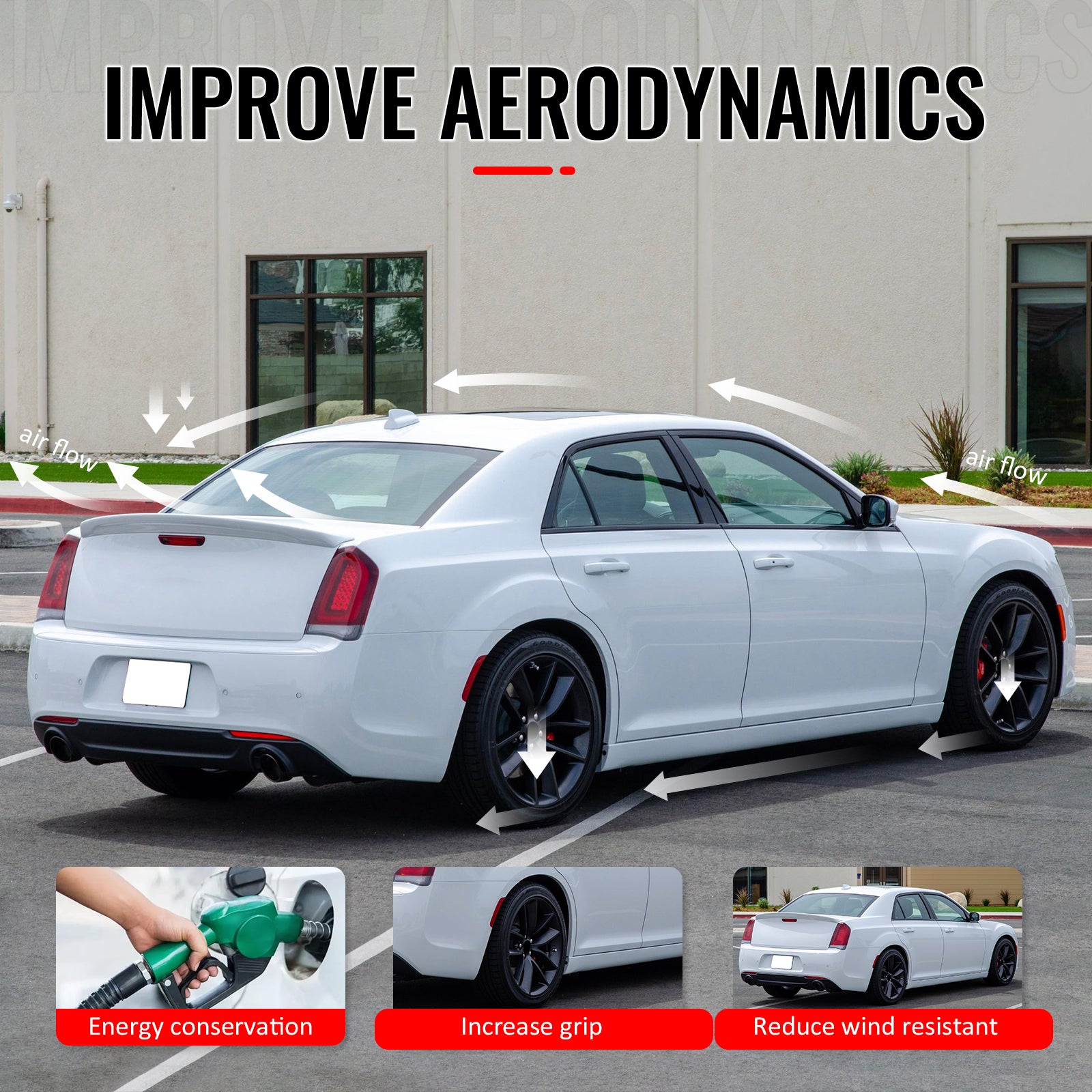 Fits 11-23 Chrysler 300/300C Rear Trunk Boot Spoiler Wing Lip ABS Gloss Black