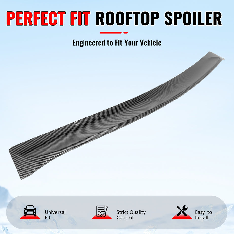 IKON MOTORSPORTS, Rear Window Roof Spoiler Compatible with 2011-2023 Chrysler 300, Carbon Fiber Print ABS Plastic Top Roofline Windshield Visor Spoiler Wing