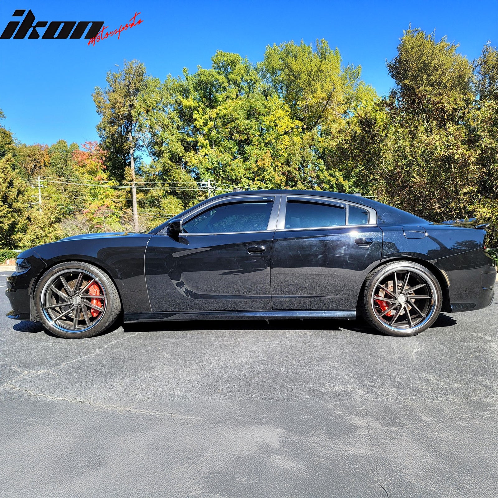 IKON MOTORSPORTS In Channel Window Visors Compatible with 2011-2023 Dodge Charger, Slim Style Acrylic Smoke Rain Guards, Side Window Wind Deflectors 4PCS