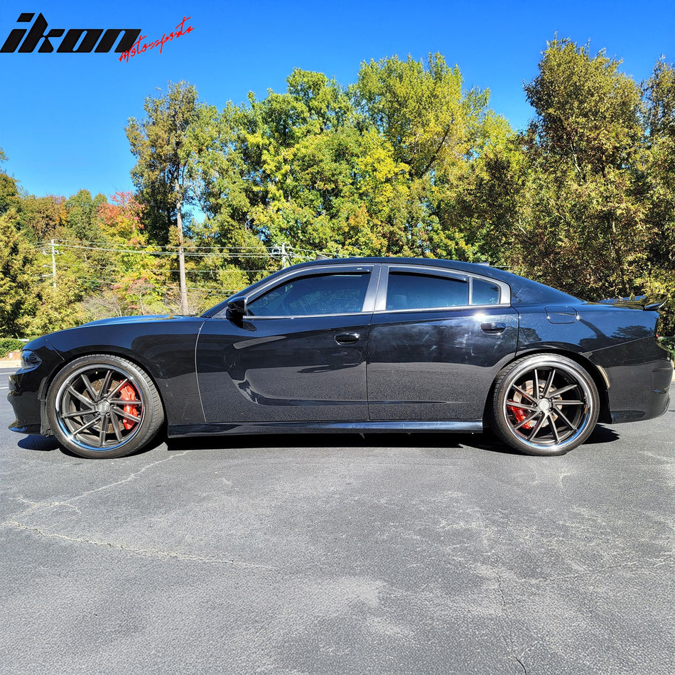 IKON MOTORSPORTS In Channel Window Visors Compatible with 2011-2023 Dodge Charger, Slim Style Acrylic Smoke Rain Guards, Side Window Wind Deflectors 4PCS