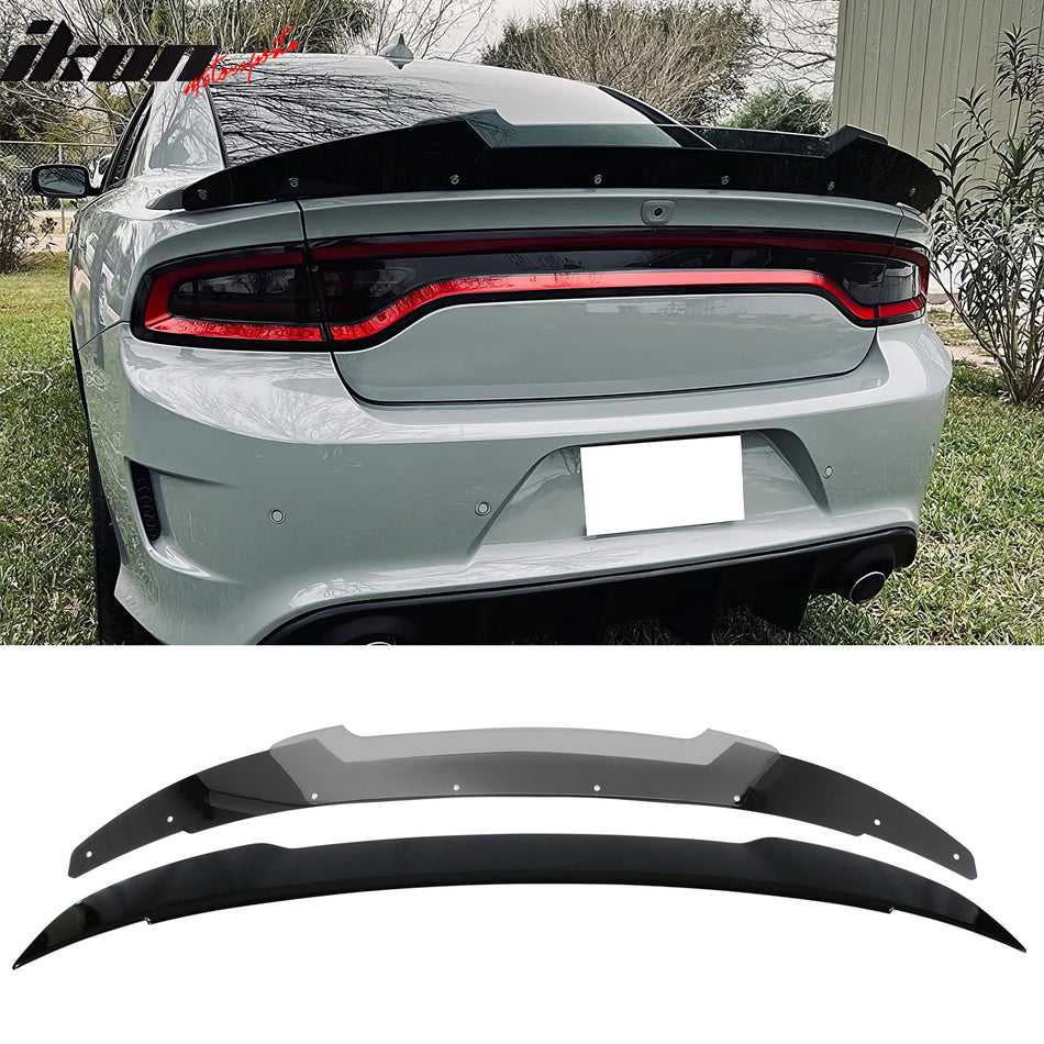2011-2023 Dodge Charger SRT Gloss Balck Trunk Spoiler + Venom V2 Wickerbill Gurney Flap