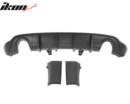 IKON MOTORSPORTS Rear Diffuser, Compatible with 2011-2026 Dodge Durango, IKON V1 Style PP Polypropylene Shark Fin Rear Bumper Valance Spoiler, Air Dam Chin Splitter Molding 5PCS