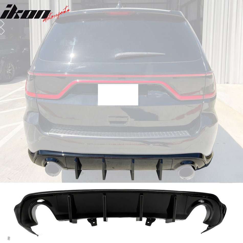 IKON MOTORSPORTS Rear Diffuser, Compatible with 2011-2026 Dodge Durango, IKON V1 Style PP Polypropylene Shark Fin Rear Bumper Valance Spoiler, Air Dam Chin Splitter Molding 5PCS