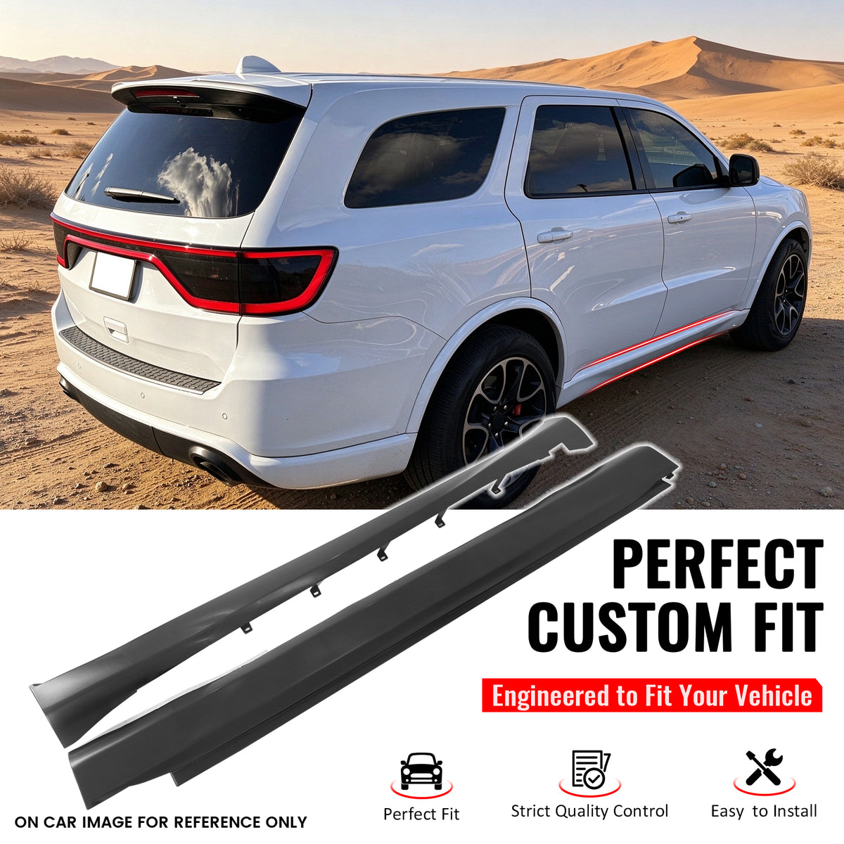 Fits 11-26 Dodge Durango Side Skirts 21+ Hellcat Style Rocker Panel PP Extension
